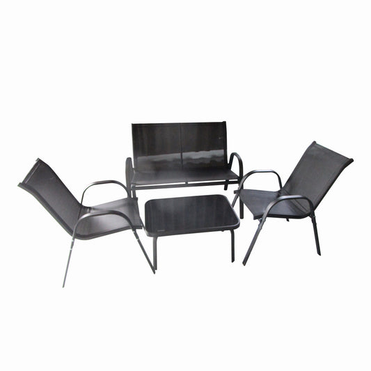 Set mobilier terasa/gradina KLUGMEISTER KJFT078, o canapea + doua scaune + o masa, culoare neagra