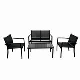 Set mobilier terasa/gradina KLUGMEISTER KJFT079, doua fotolii + canapea + masuta din sticla securizata, culoare neagra