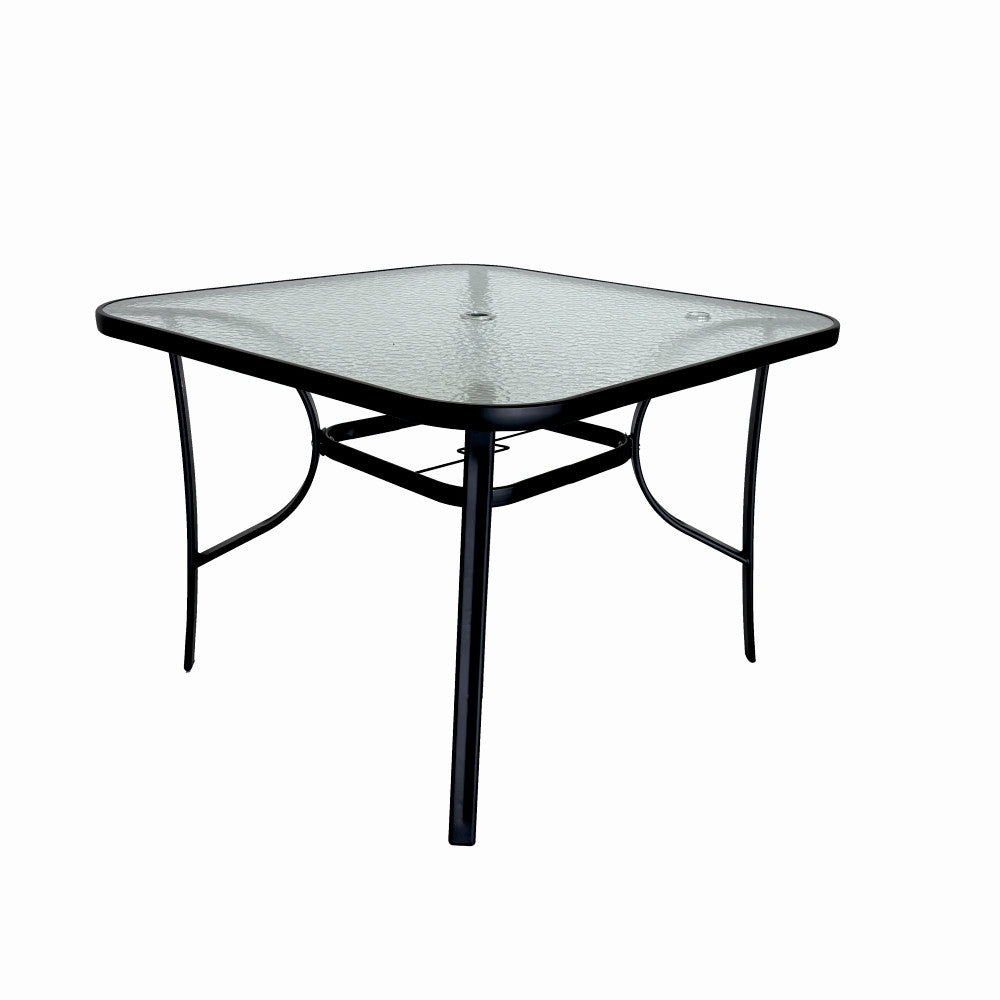 Set mobilier terasa/gradina KLUGMEISTER KJFT011, pentru patru persoane cu umbrela, culoare neagra