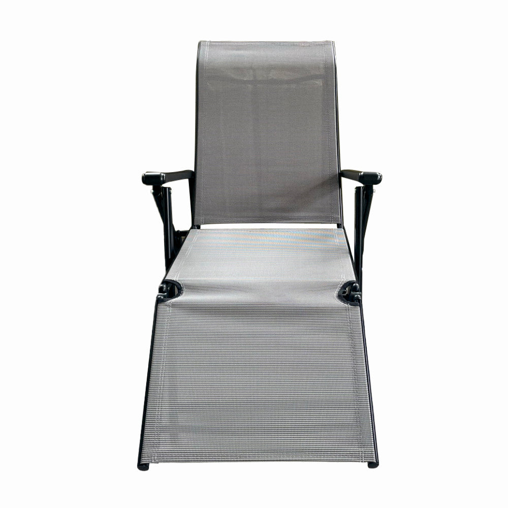 Sezlong pliabil de gradina din otel KLUGMEISTER KJF3792, pliabil, dimensiuni 165x48x115 cm, culoare gri