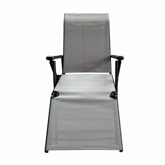 Sezlong pliabil de gradina din otel KLUGMEISTER KJF3792, pliabil, dimensiuni 165x48x115 cm, culoare gri