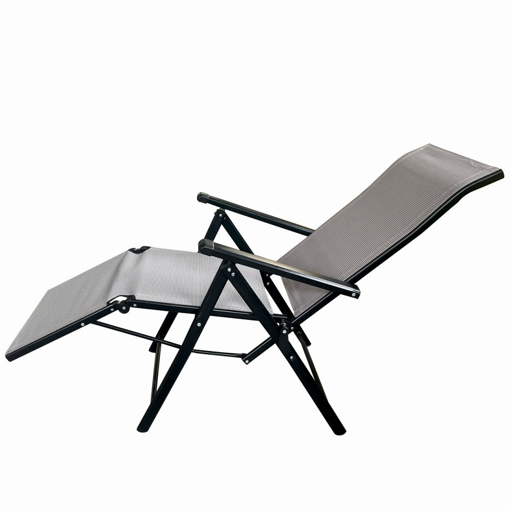 Sezlong pliabil de gradina din otel KLUGMEISTER KJF3792, pliabil, dimensiuni 165x48x115 cm, culoare gri