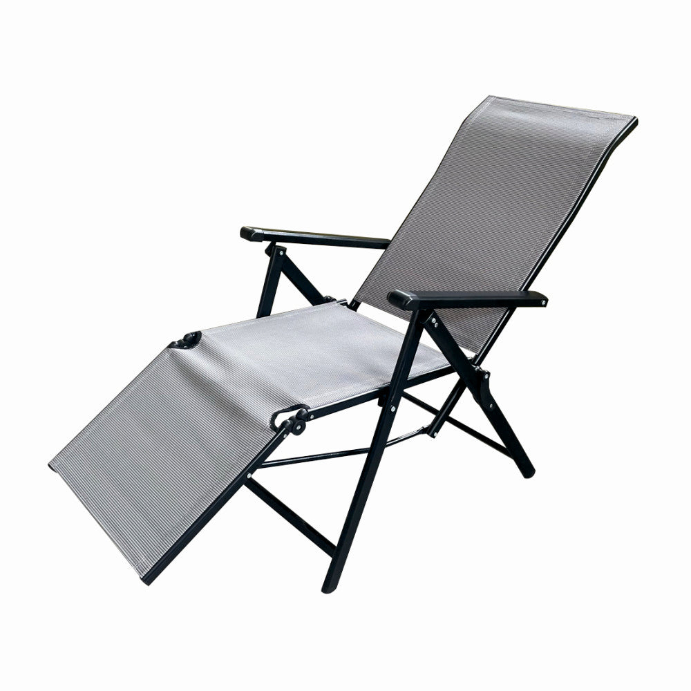 Sezlong pliabil de gradina din otel KLUGMEISTER KJF3792, pliabil, dimensiuni 165x48x115 cm, culoare gri