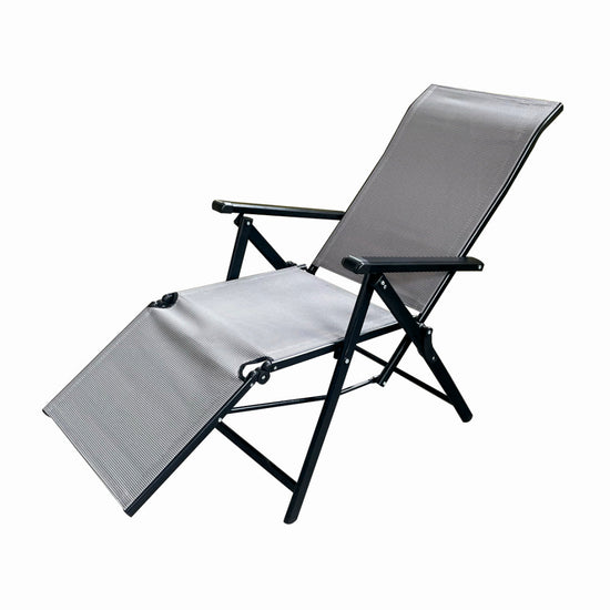 Sezlong pliabil de gradina din otel KLUGMEISTER KJF3792, pliabil, dimensiuni 165x48x115 cm, culoare gri
