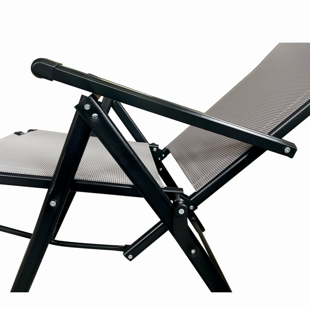 Sezlong pliabil de gradina din otel KLUGMEISTER KJF3792, pliabil, dimensiuni 165x48x115 cm, culoare gri