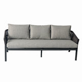Set mobilier terasa/gradina KLUGMEISTER KJFT3407, 4 piese cu cadru de aluminiu, perne incluse, culoare gri