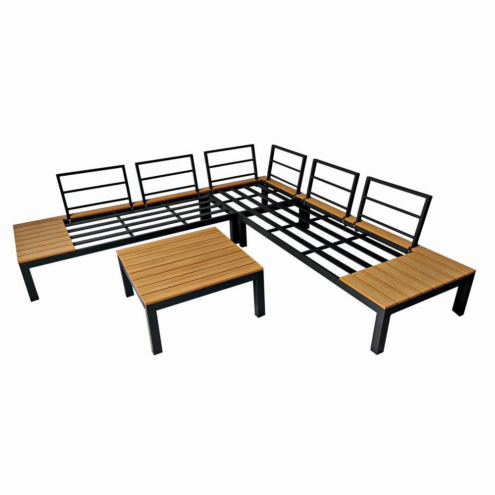 Set mobilier terasa/gradina premium din aluminiu si polywood KLUGMEISTER KJF4313, 4 piese (perne incluse), culoare gri