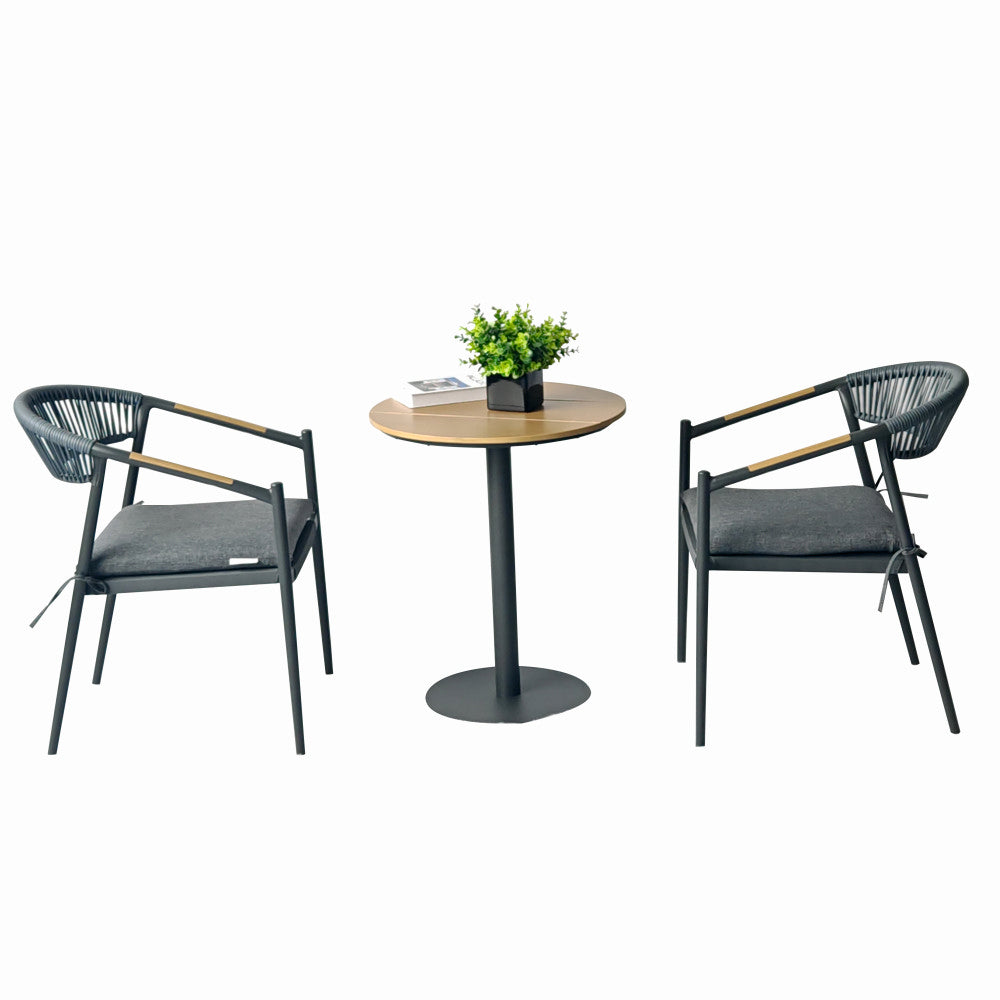 Set mobilier tarasa/gradina KLUGMEISTER KJF11196, doua scaune + masa, cu perne incluse, culoare gri