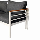 Set mobilier terasa/gradina KLUGMEISTER KJFA003, coltar 5 locuri si masa cu cadru de aluminiu, culoare gri