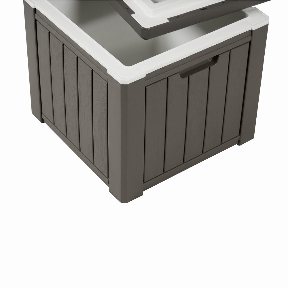 Lada depozitare pentru terasa/gradina din HDPE KLUGMEISTER KJF3146, 42x42x40.1 cm, volum 37 litri, culoare gri