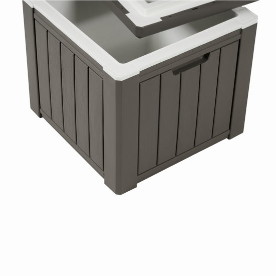 Lada depozitare pentru terasa/gradina din HDPE KLUGMEISTER KJF3146, 42x42x40.1 cm, volum 37 litri, culoare gri