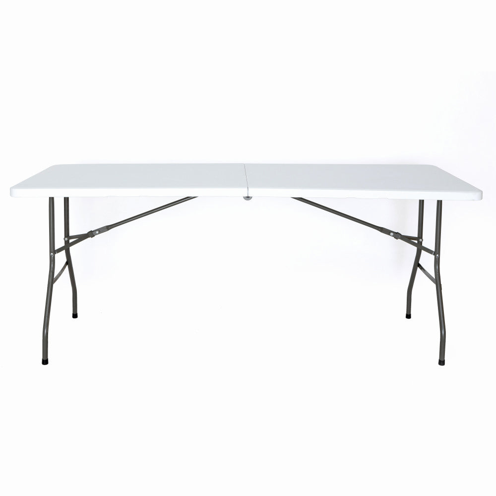 Masa pliabila 4 persoane din otel si HDPE KLUGMEISTER KJC2061,180x70x74 cm, culoare alba