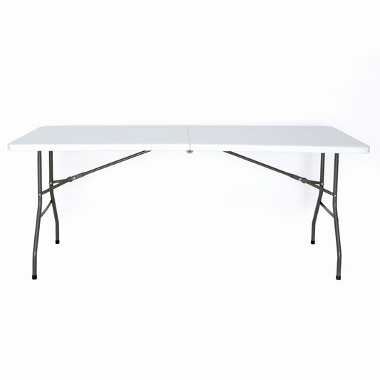 Masa pliabila 4 persoane din otel si HDPE KLUGMEISTER KJC2061,180x70x74 cm, culoare alba