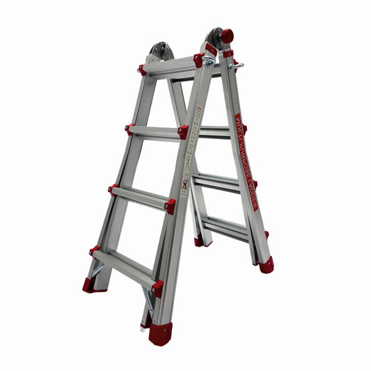 Scara multifunctionala din aluminiu cu balama ZEP TOOLS JL-404S-4X4, 3.9 metri, 4x4 trepte, greutate maxima 150 kg