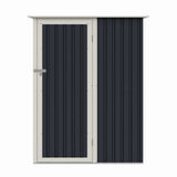 Casuta / magazie de gradina metalica ZEP Joy-A, 143x89x186 cm, Gri/Bej, cu usa pe balamale si baza metalica