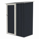 Casuta / magazie de gradina metalica ZEP Joy-A, 143x89x186 cm, Gri/Bej, cu usa pe balamale si baza metalica