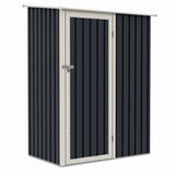 Casuta / magazie de gradina metalica ZEP Joy-A, 143x89x186 cm, Gri/Bej, cu usa pe balamale si baza metalica