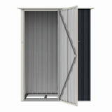 Casuta / magazie de gradina metalica ZEP Joy-A, 143x89x186 cm, Gri/Bej, cu usa pe balamale si baza metalica