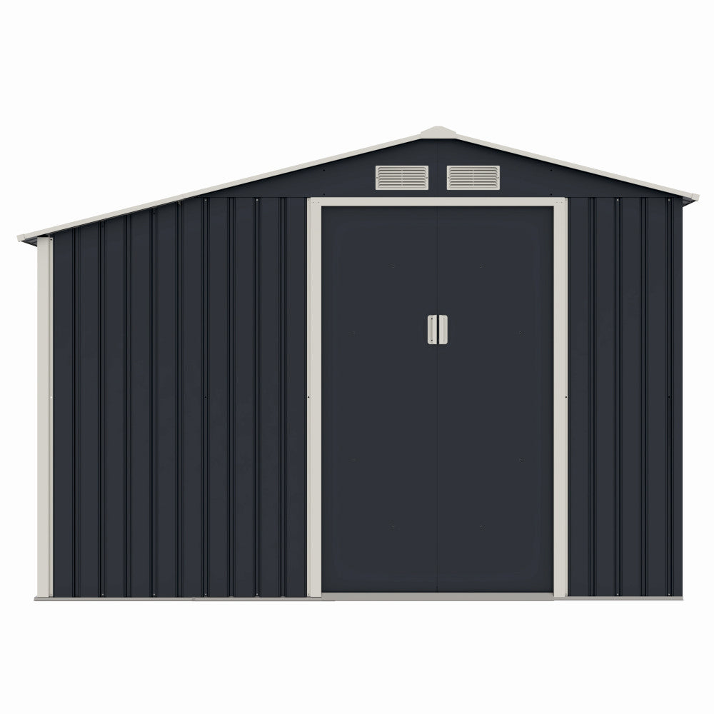 Casuta de gradina metalica ZEP Luke-A, 278x131x195 cm, otel galvanizat, ventilatie, usi culisante, baza inclusa