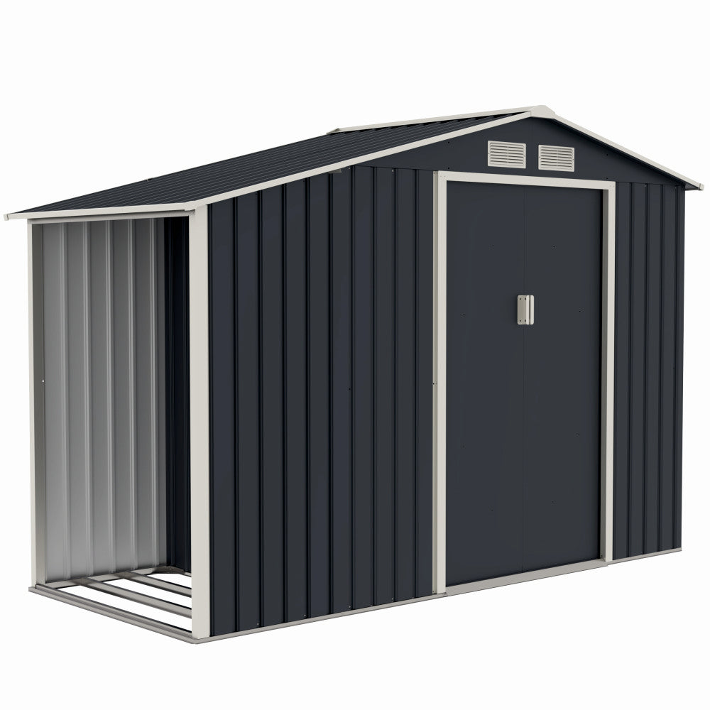 Casuta de gradina metalica ZEP Luke-A, 278x131x195 cm, otel galvanizat, ventilatie, usi culisante, baza inclusa