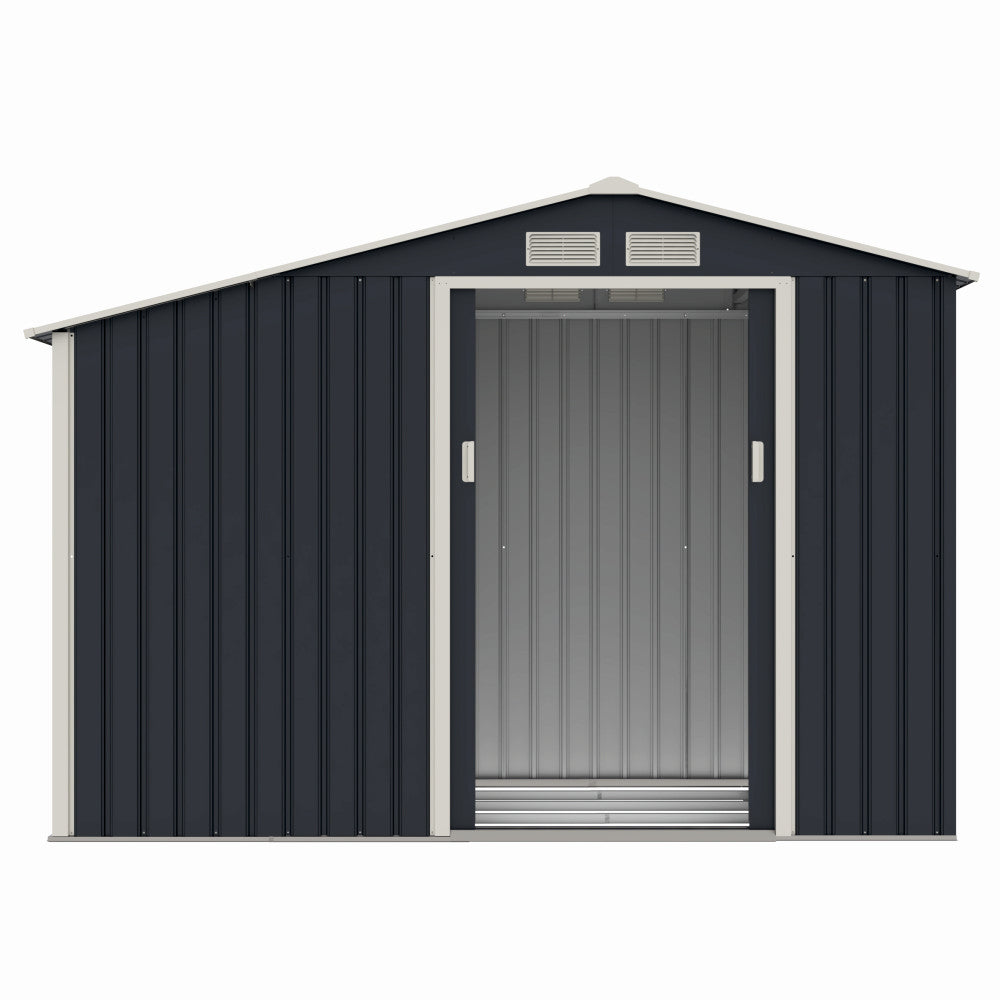 Casuta de gradina metalica ZEP Luke-A, 278x131x195 cm, otel galvanizat, ventilatie, usi culisante, baza inclusa