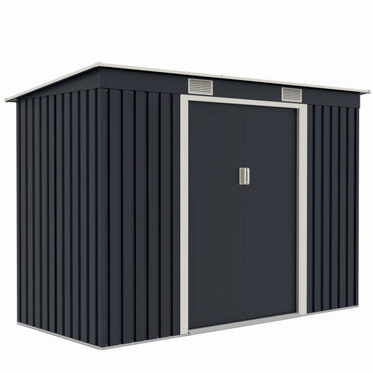 Casuta de gradina metalica ZEP S2001-B, 261x121x176 cm, otel galvanizat, ventilatie, usi culisante, baza inclusa