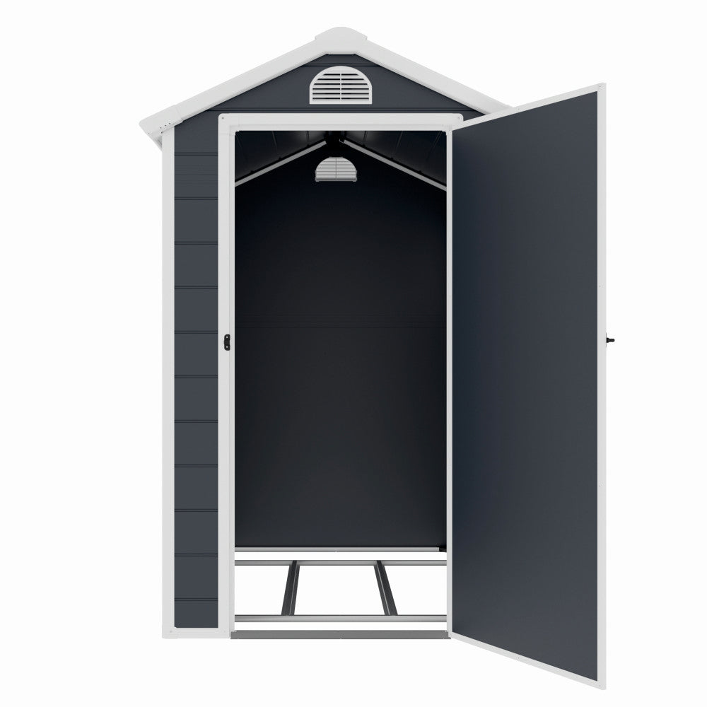 Casuta de gradina ZEP AVE-B, 134x192x204 cm, panel plastic 12 mm cu ranforsare metal, fereastra, ventilatie, baza inclusa