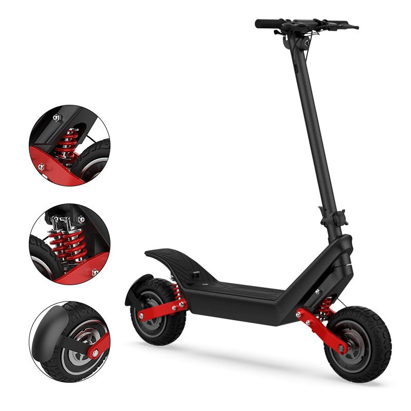 Trotineta electrica KIXIN X10, motor dual 2x500W, baterie 48V 18.2Ah, autonomie 100 km, viteza 40 km/h, roti 11 inch, sarcina 120 kg