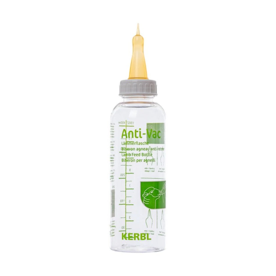 Bidon alaptare miei si iezi 450ml, cu tetina AntiVac, plastic transparent