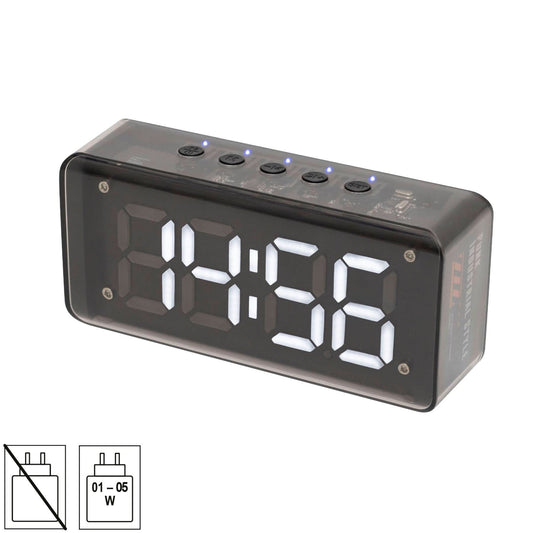 Ceas desteptator MECHACLOCK cu Bluetooth, Radio FM, MP3, afisaj LED 3D, difuzor 3W, baterie reincarcabila