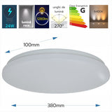 Plafoniera LED Milky, 24W, Ø380x100mm, 6500K, lumina rece