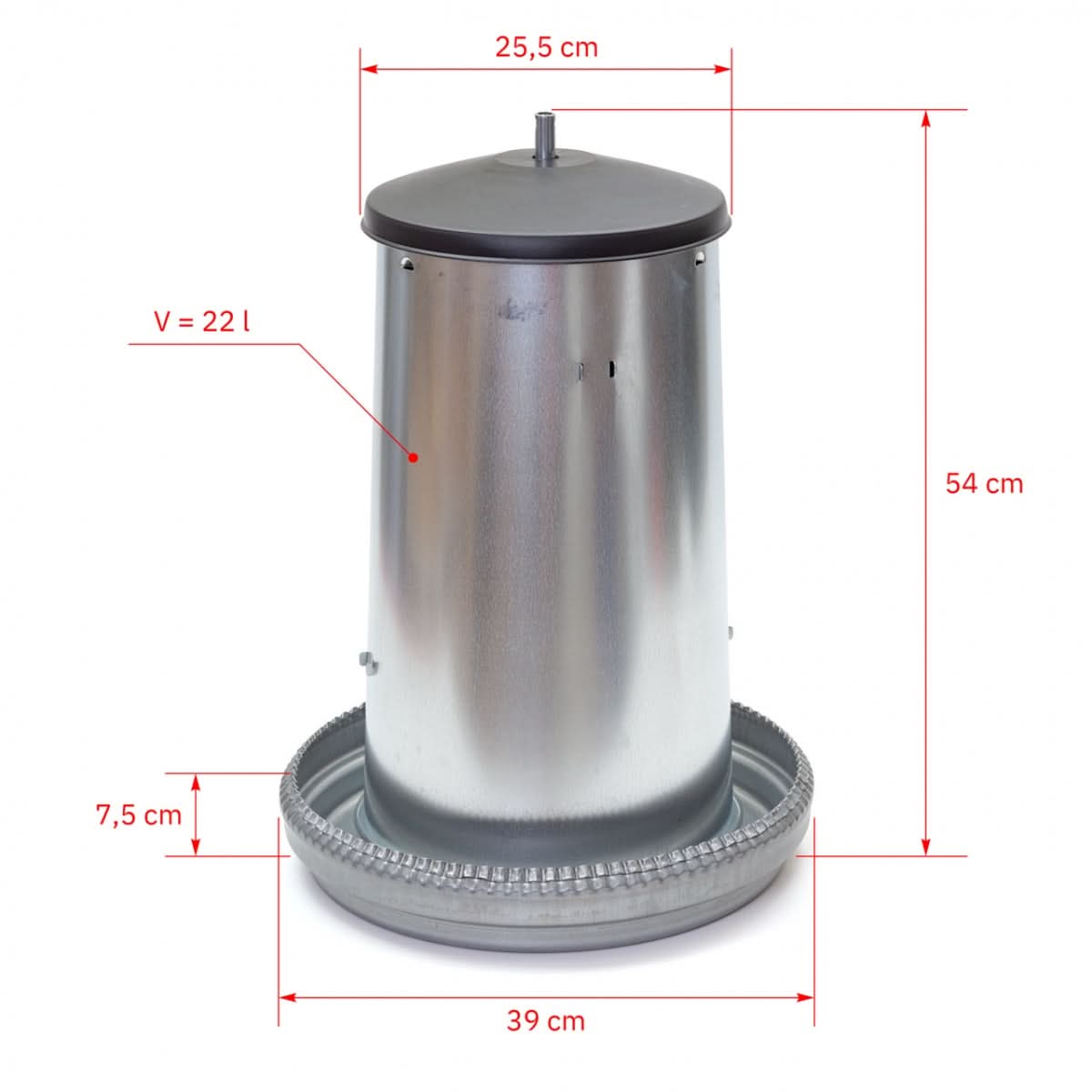 Hranitoare metal galvanizat 22 litri pentru pasari adulte
