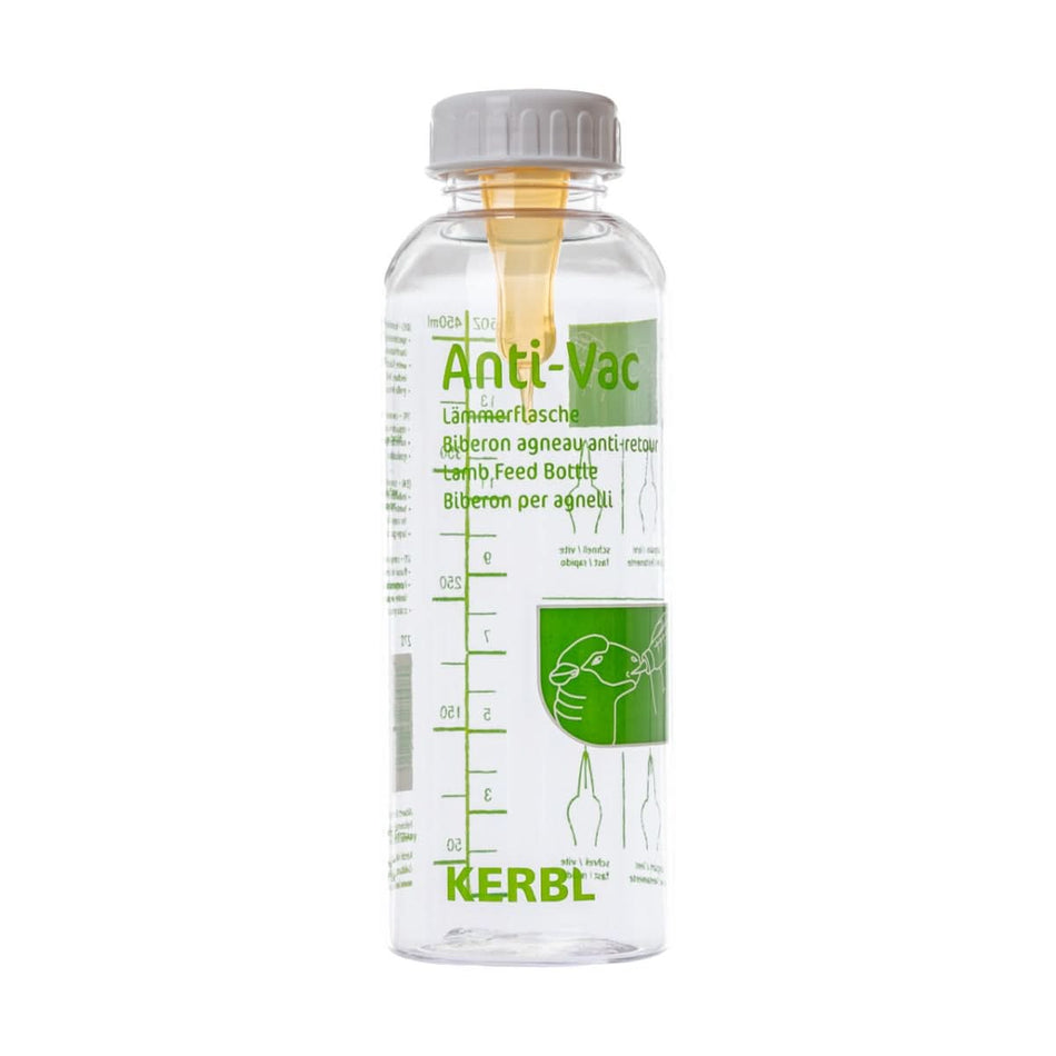 Bidon alaptare miei si iezi 450ml, cu tetina AntiVac, plastic transparent