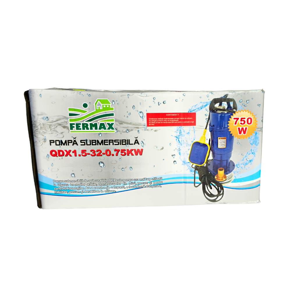 Pompa Submersibila Fermax , 750W, 32m Inaltime Pompare, 3900 L/h, Plutitor, IP58, Fonta, Racord 1", 7m Cablu