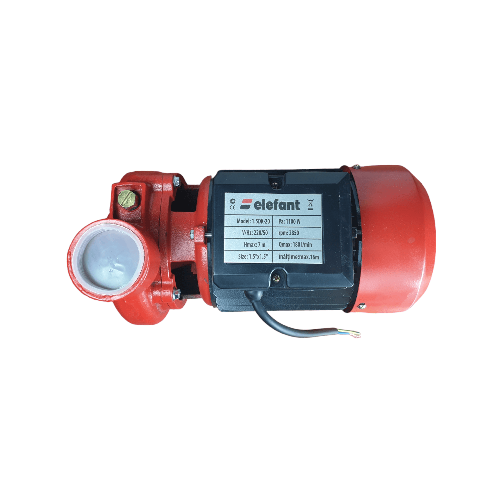 Pompa de suprafata ELEFANT 1.5DK-20, 1100 W, debit maxim 180 L/min, 2850 rpm, inaltime maxima 16 m, adancime 7 m - ZEP.RO - Ți-e la îndemână!