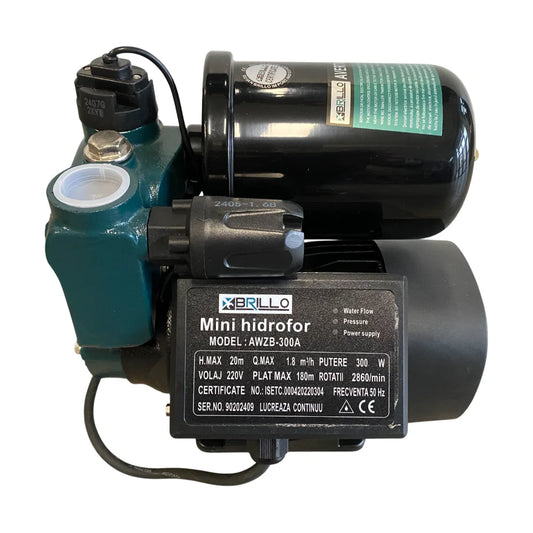 Mini hidrofor 300W, debit 1.8 mc/h, inaltime refulare 20 m – solutie compacta pentru cresterea presiunii in gospodarie