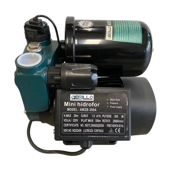 Mini hidrofor 300W, debit 1.8 mc/h, 20m refulare, 8m absorbtie, bobinaj cupru, carcasa fonta
