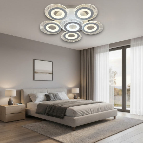 Lustra LED Cercuri 150W, 6 Brate, 550x130 mm, 3 Culori, IR