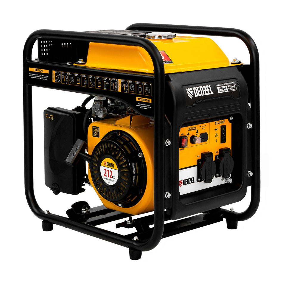 Generator cu invertor Denzel GT-2500iF, 2.5 kW, 230V, carcasa deschisa, pornire manuala, motor 212 cm³