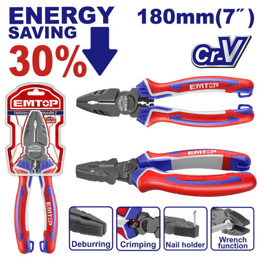 Clește Combinat cu Efect de Pârghie Ridicat - 180 mm (7") - EPLRC0721, EMTOP