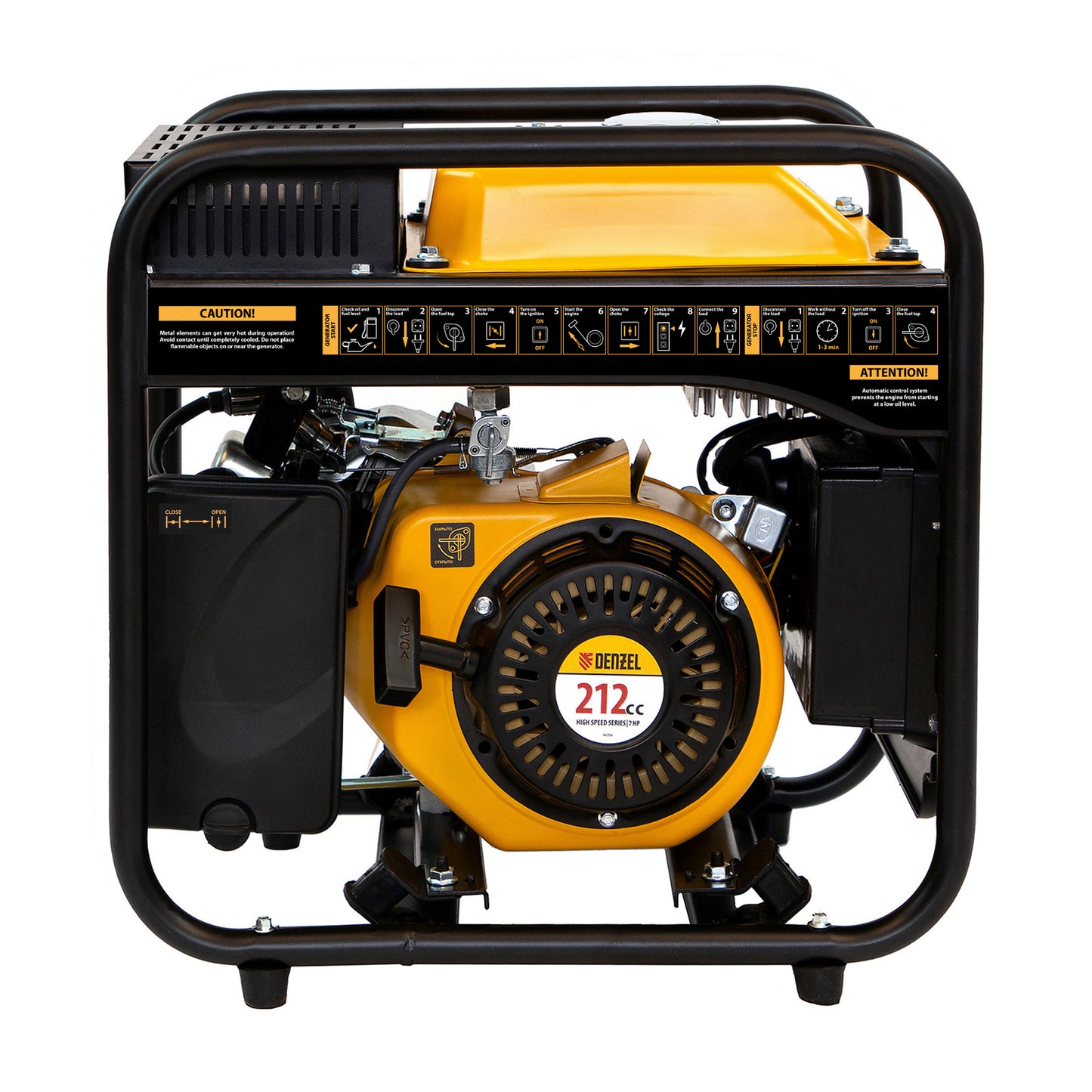 Generator cu invertor Denzel GT-2500iF, 2.5 kW, 230V, carcasa deschisa, pornire manuala, motor 212 cm³