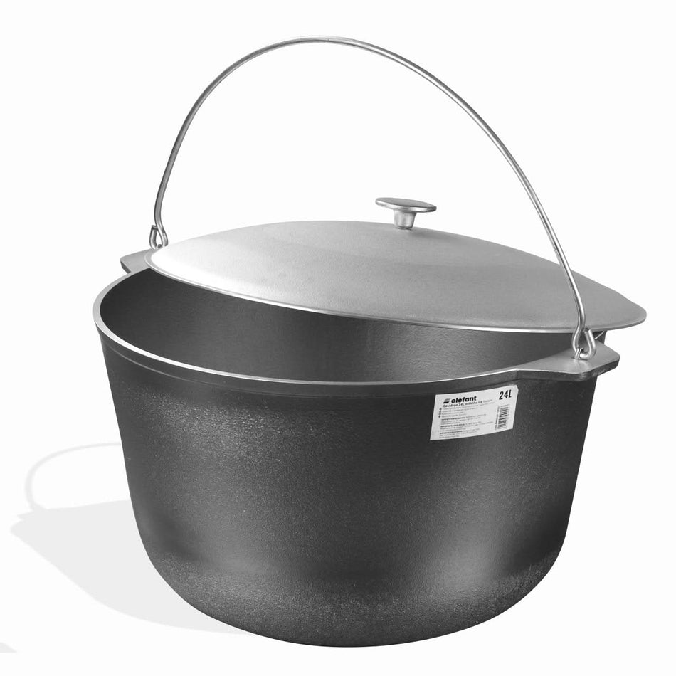 Pachet Ceaun ZEP 24L aluminiu alimentar cu capac + Trepied BRIZOLL otel 100 cm pentru gatit la foc deschis