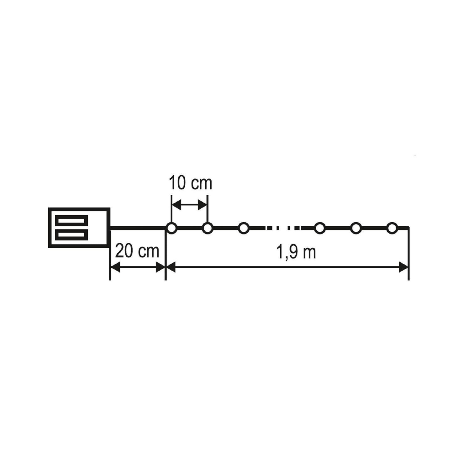 Ghirlandă MicroLED cu 20 LED-uri Albe Reci, Fir Subțire, Temporizator