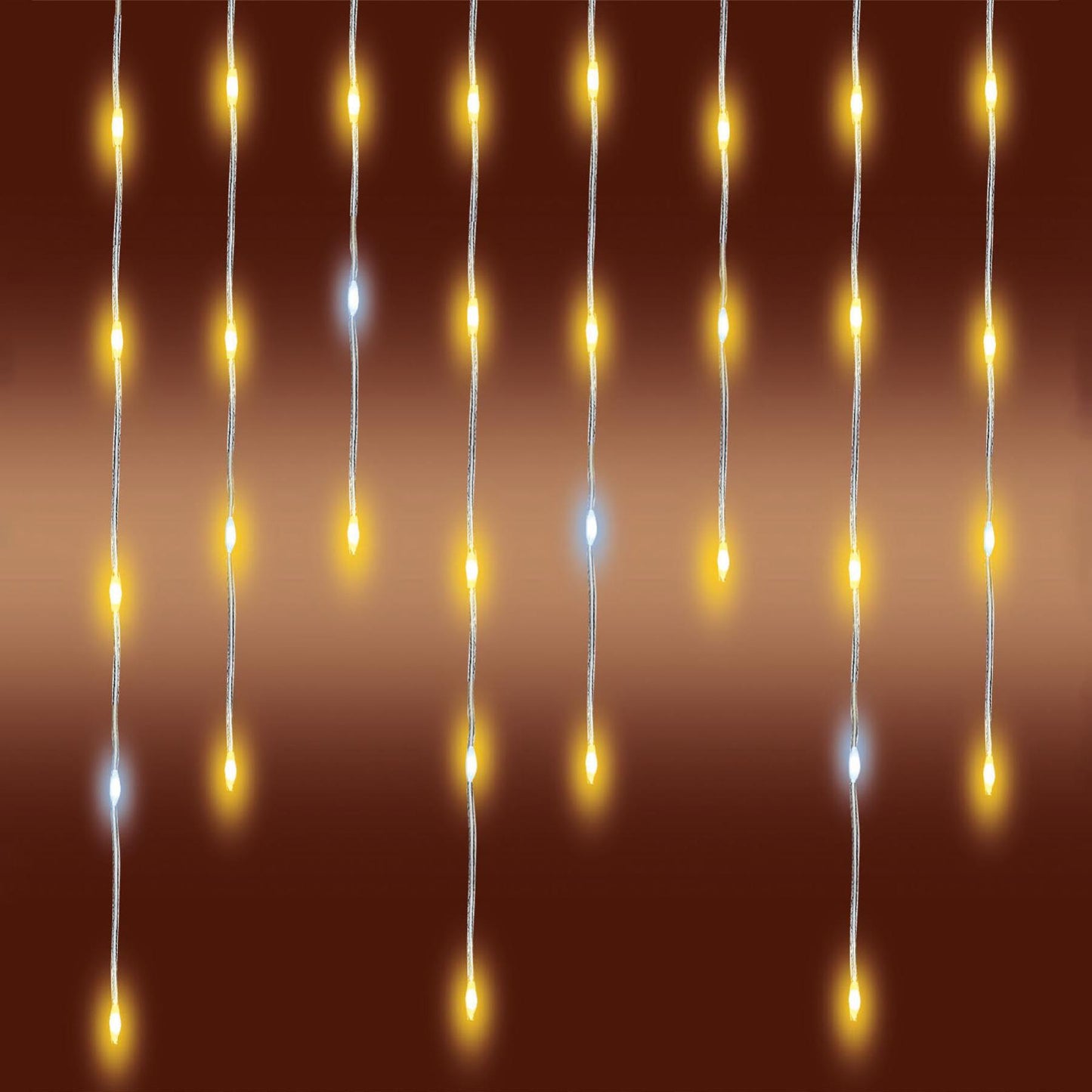 Perdea luminoasa LED tip sloi de gheata, 600 DOT LED alb cald cu alb rece intermitent, exterior/interior, cablu transparent, adaptor IP44