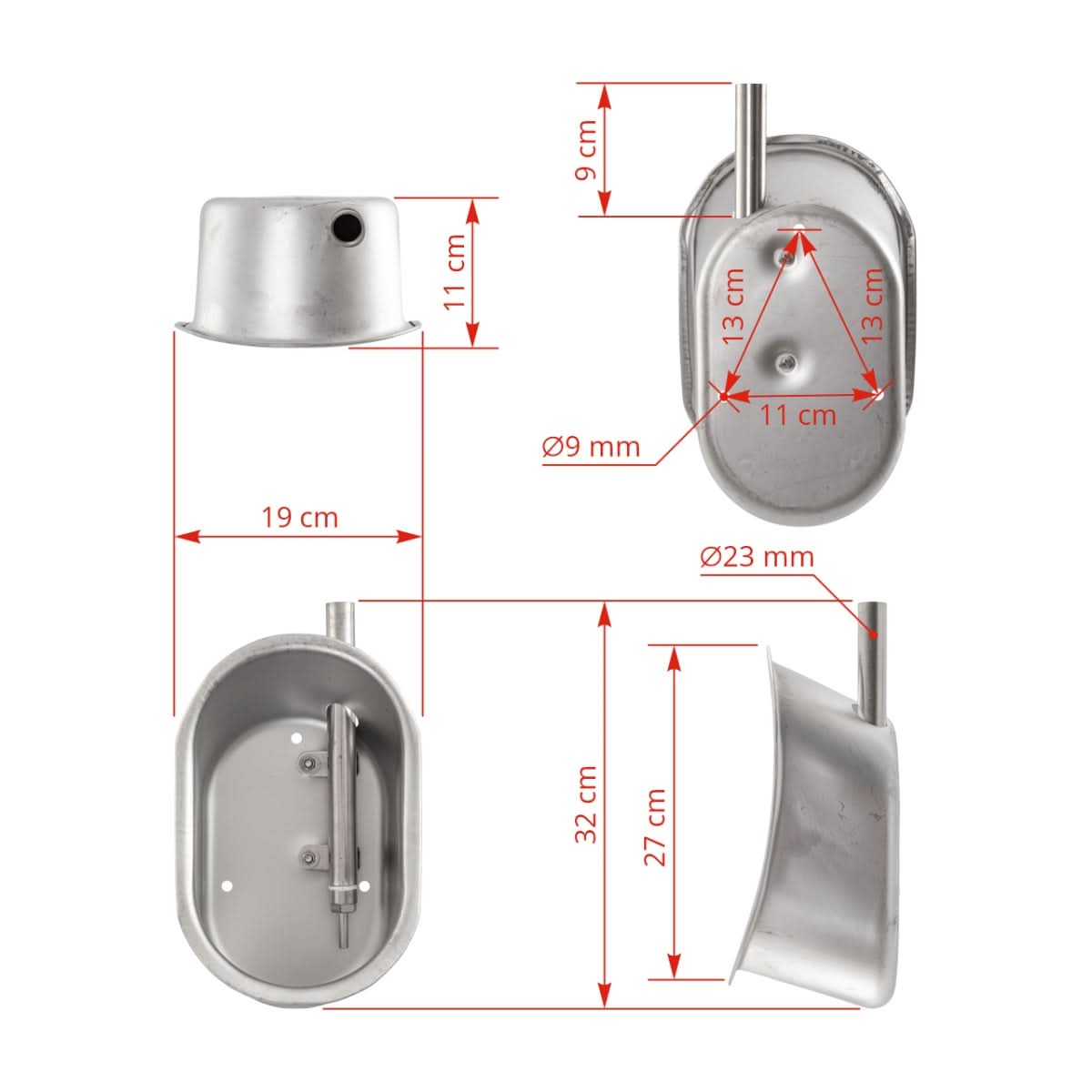 Adapatoare inox porci de ingrasat, 19x27x11 cm, cu valva automata