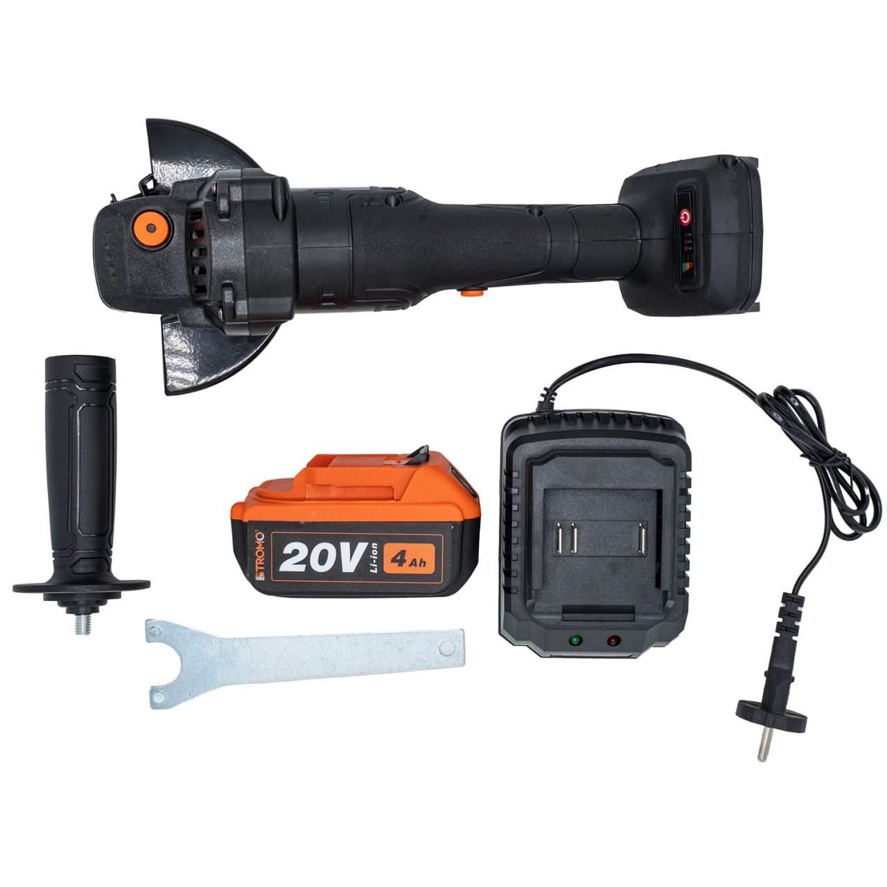 Polizor unghiular pe acumulator STROMO AGA216, 20V, 4Ah, motor brushless, 7450 rot/min, disc 125 mm