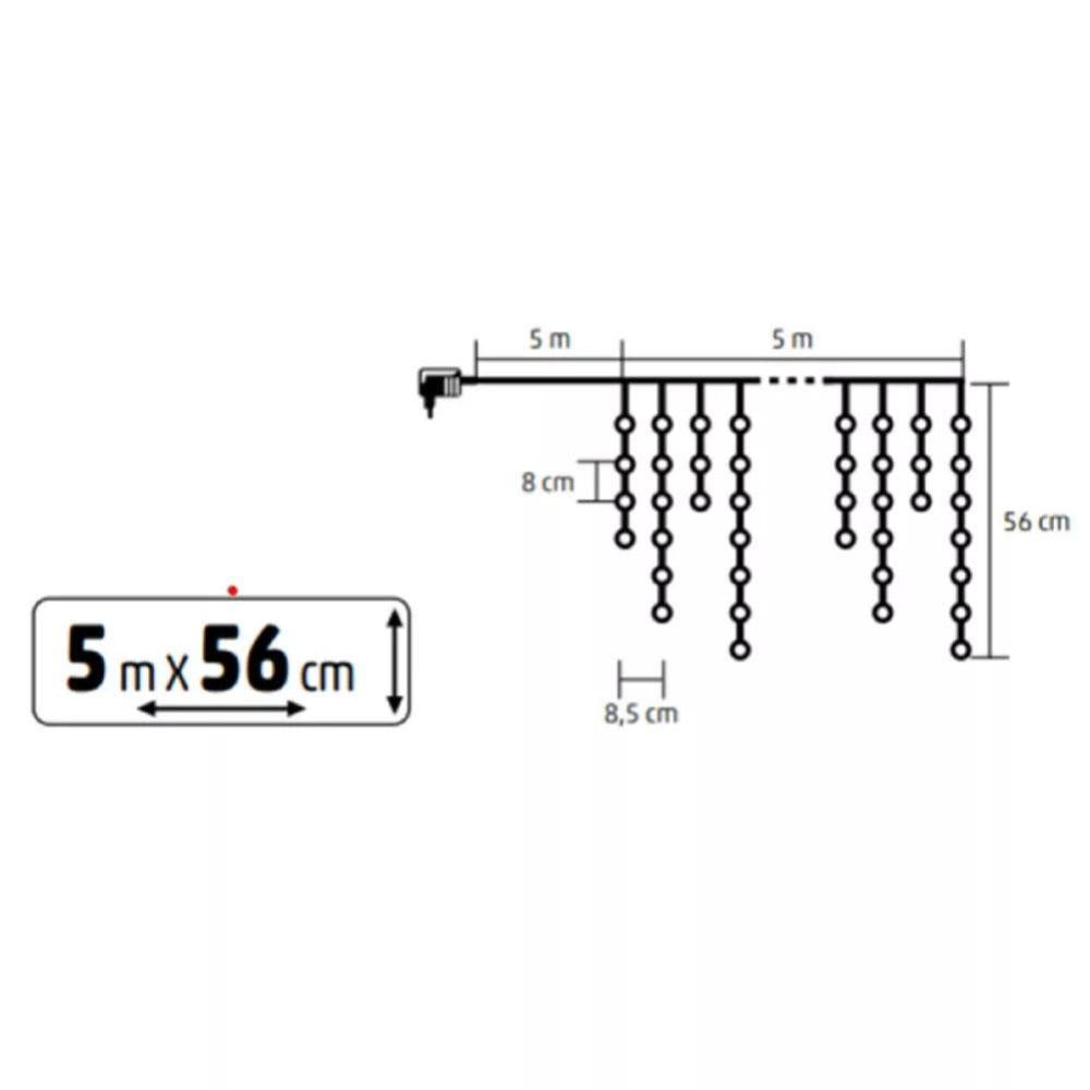 Perdea luminoasa LED tip sloi de gheata, 600 DOT LED alb cald cu alb rece intermitent, exterior/interior, cablu transparent, adaptor IP44