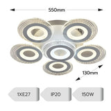 Lustra LED Cercuri 150W, 6 Brate, 550x130 mm, 3 Culori, IR