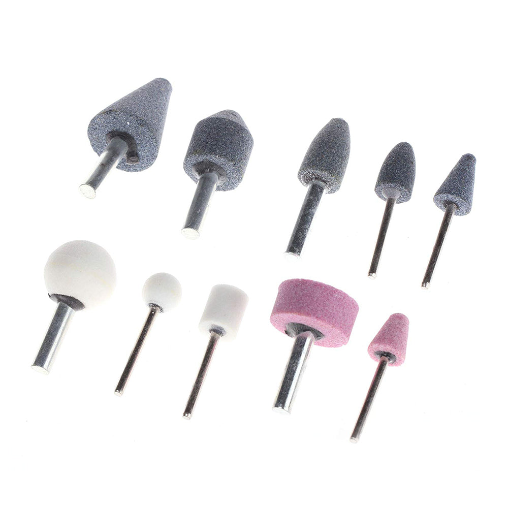 Set 10 pietre abrazive Biax, coada cilindrica 1/4 inch, forme diverse