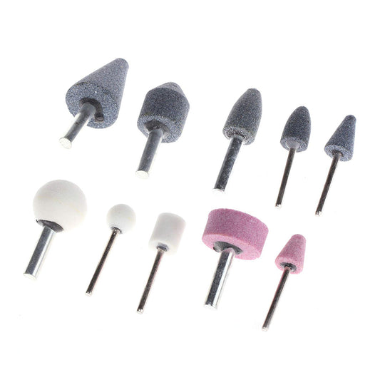 Set 10 pietre abrazive Biax, coada cilindrica 1/4 inch, forme diverse